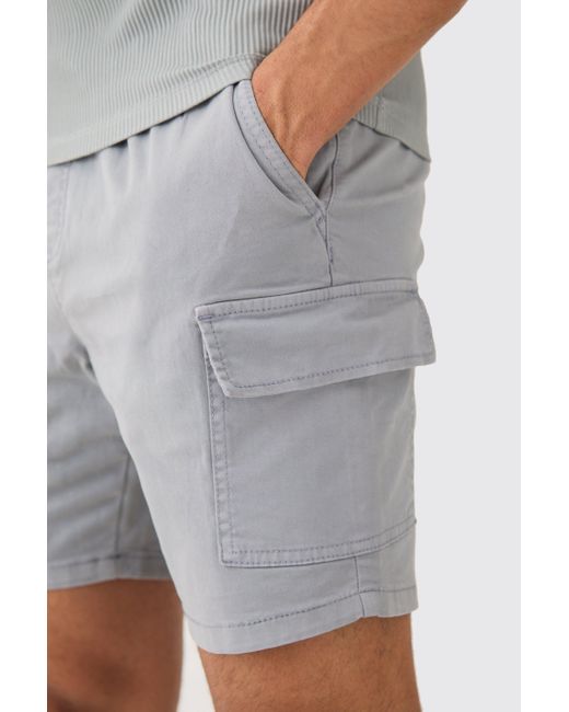BoohooMAN Skinny Fit Cargo Shorts in White für Herren