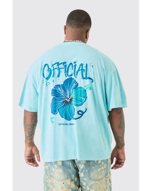 BoohooMAN Plus Official Floral T-shirt In Blue for men