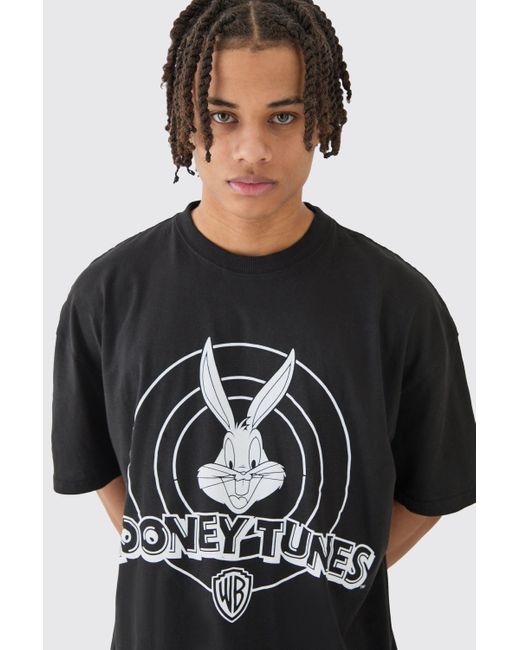 BoohooMAN Black Oversized Looney Tunes License T-shirt for men