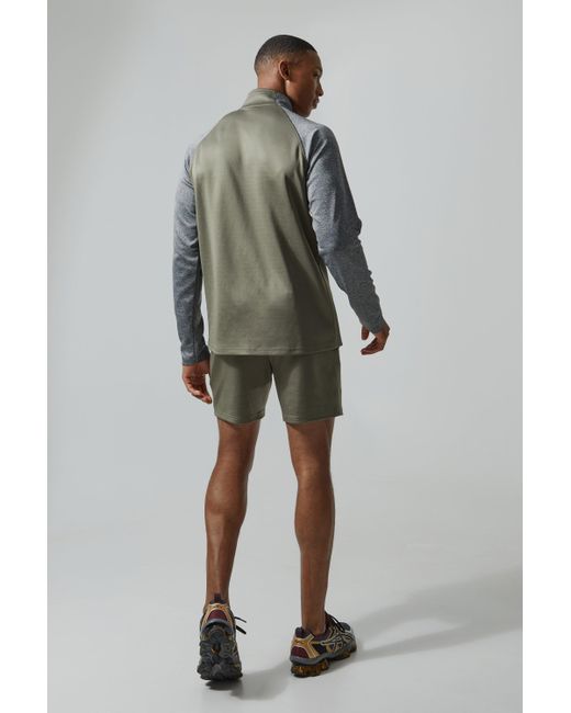 BoohooMAN Man Active Gym Shorts-Set mit Trichterkragen in Green für Herren