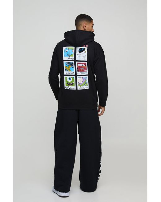 BoohooMAN Oversize Hoodie mit lizenziertem Disney Pixar Print in Black für Herren