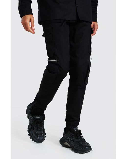 Twill Zip Multi Pocket Cargo Pants 