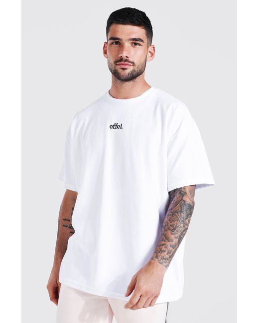 BoohooMAN Denim Oversized Offcl Velour T-shirt in White for Men - Lyst