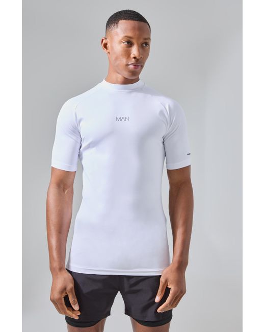 Man Active Compression T-Shirt Boohoo de color White