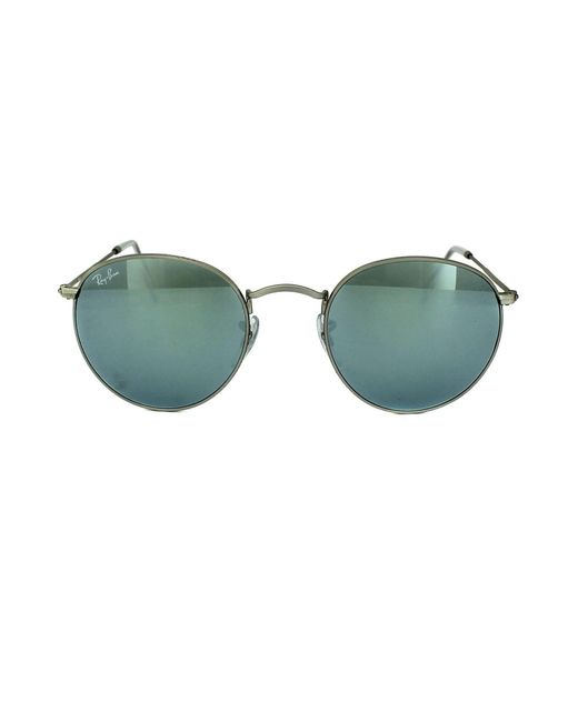 BoohooMAN Green Ray-ban Round Silver Silver Flash Mirror Sunglasses for men