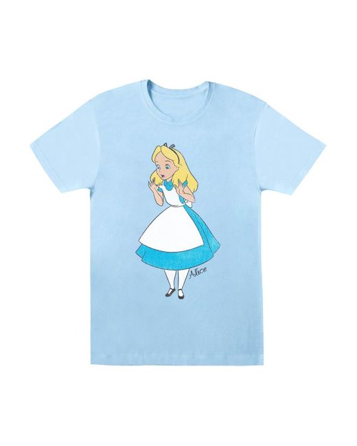 BoohooMAN Blue Disney Alice In Wonderland Surprised Alice T-shirt for men