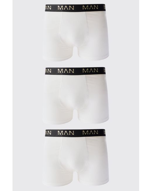 BoohooMAN 3 Pack Gold Dash Boxers In White for men