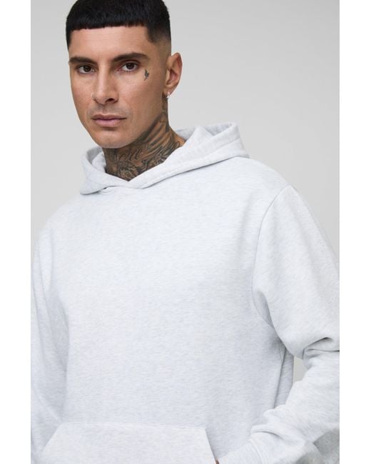Tall Basic Bm Signature Regular Fit Over The Head Hoodie Boohoo de color White