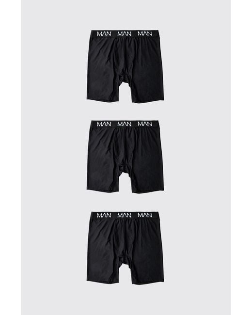 Boohoo Black Active Performance 7Inch 3 Pack Long Boxer for men
