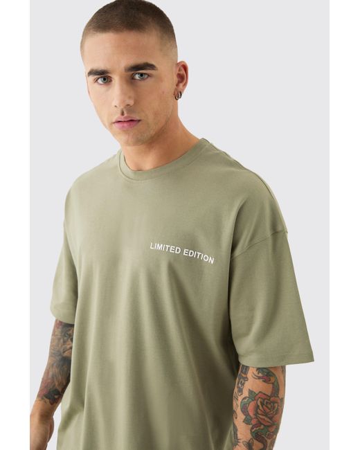 BoohooMAN Green Premium Oversized Super Clean Limited Interlock T-shirt for men
