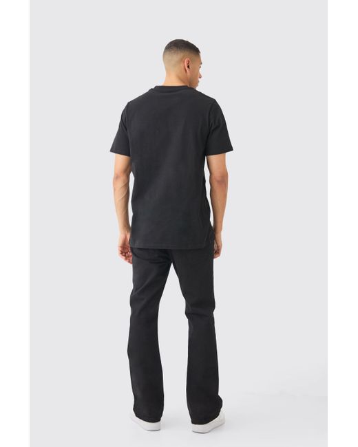 Basic Longline Crew Neck T-Shirt Boohoo de color Black