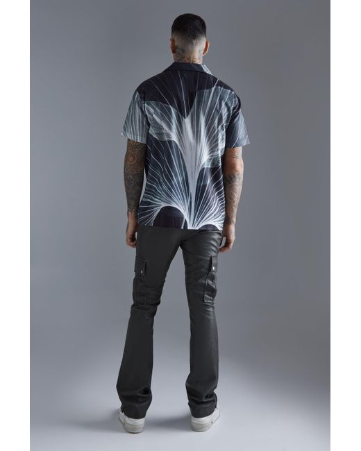 BoohooMAN Blue Short Sleeve Oversized Graphic Smoke Shirt for men
