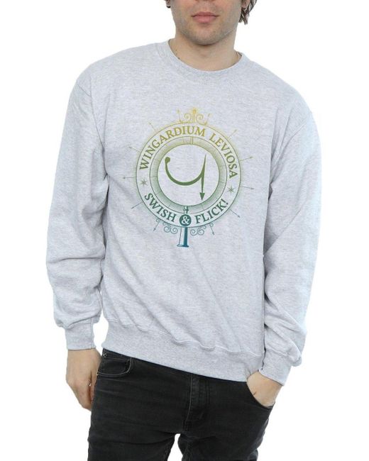 BoohooMAN Gray Harry Potter Wingardium Leviosa Charm Sweatshirt for men