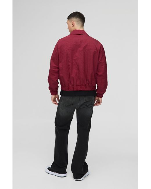 Boohoo Red Oversized Boxy Peached Nylon Pocket Harrington Jacket