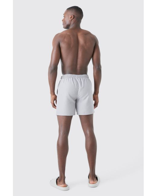 Boohoo Signature Mid Length Swim Short in White Lyst