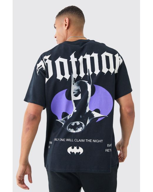 BoohooMAN Blue Oversized Large Scale Batman License T-shirt for men
