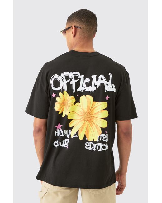 BoohooMAN Oversized Sunflower Doodle Print T-shirt in Gray für Herren