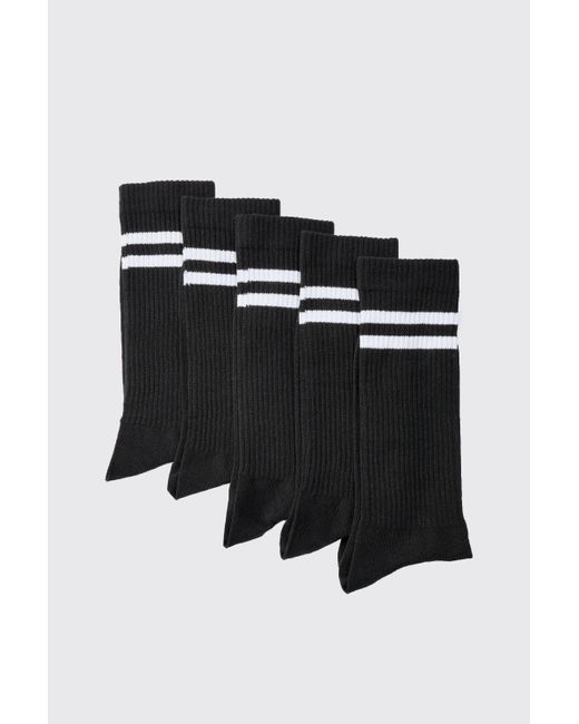 BoohooMAN 5 Pack Sport Stripe Socks in Black für Herren