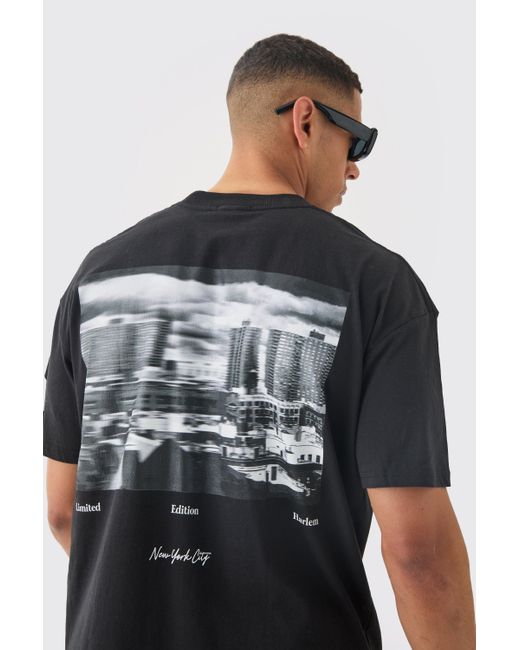 BoohooMAN Oversized Extended Neck Photographic T-shirt in Black für Herren