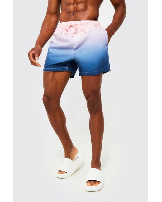 BoohooMAN Mid Length Ombre Swim Shorts in Pink for Men Lyst