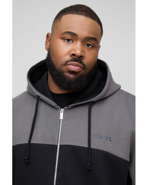 BoohooMAN Plus kastiger Oversize Man Hoodie mit Reißverschluss in Gray für Herren