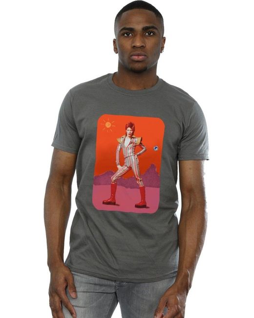BoohooMAN Red David Bowie On Mars T-shirt for men