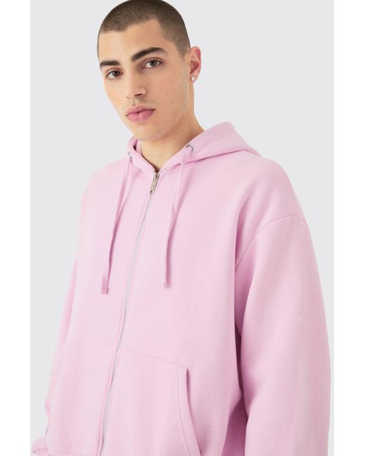 BoohooMAN Pink Oversized Boxy Zip Through Cargo Short Tracksuit for men