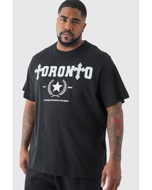 BoohooMAN Black Plus Paris Toronto Print T-shirt for men