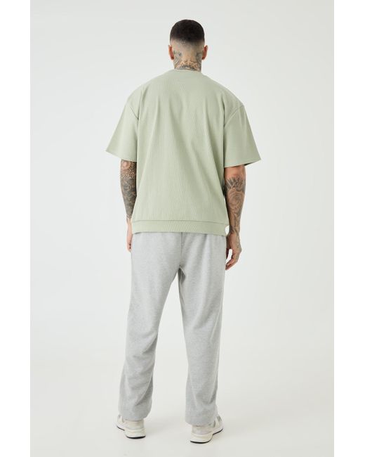 BoohooMAN Tall Oversized Heavyweight Ribbed Short Sleeve Sweatshirt in Green für Herren