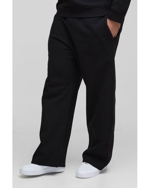 BoohooMAN Black Plus 330Gsm Straight Leg Basic Sweatpants for men