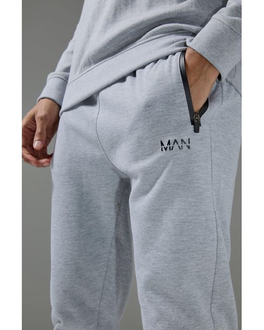 BoohooMAN Gray Man Active Pro Fleece Skinny Fit Joggers for men