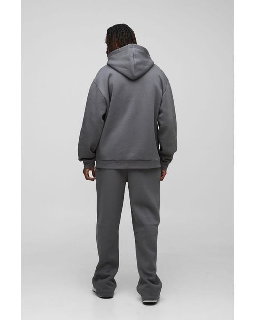 BoohooMAN Gray Tall Basic Oversized Zip Through Hoodie for men