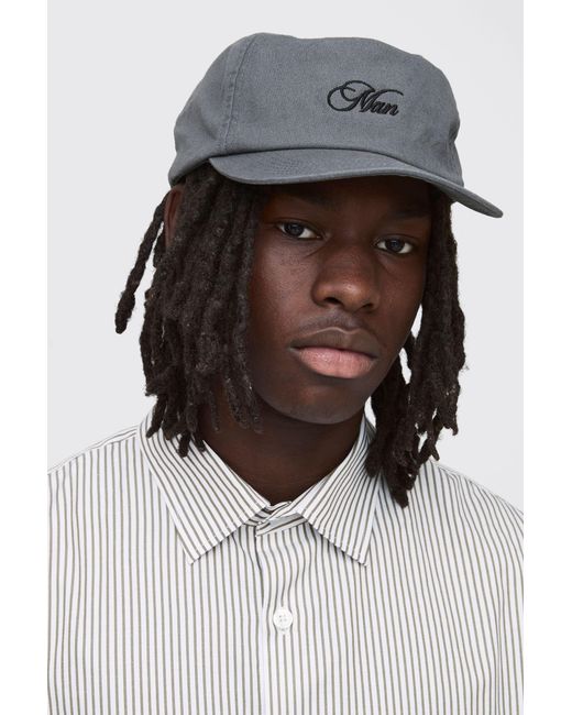 BoohooMAN Black Embroidered Cap for men