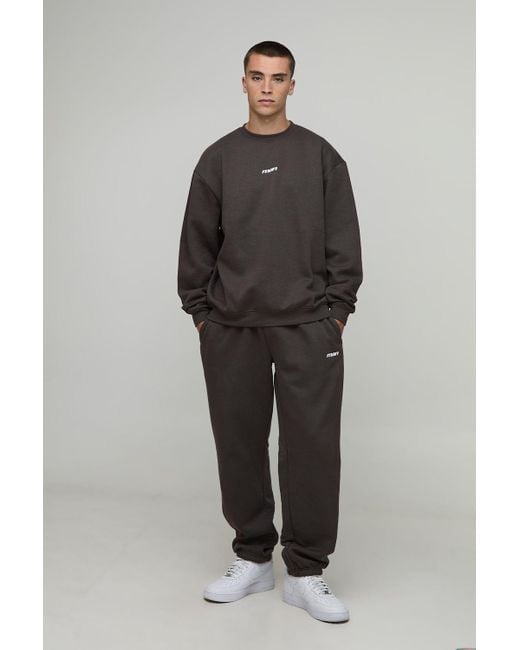 BoohooMAN Black Oversized Sport Sweatshirt Tracksuit for men