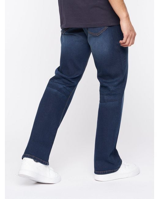 BoohooMAN Blue Crosshatch Winsbury Bootcut Jeans for men