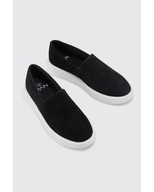 BoohooMAN Black Chunky Faux Suede Loafer for men