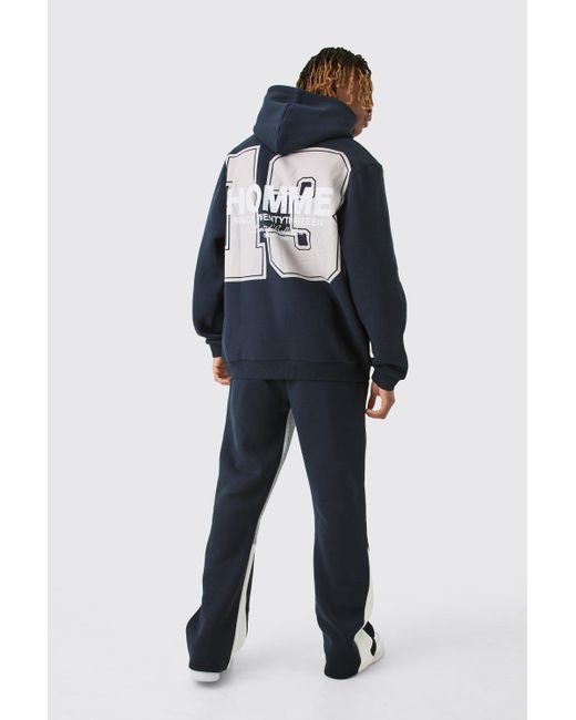 BoohooMAN Blue Tall Homme Official 13 Hooded Gusset Tracksuit In Navy for men