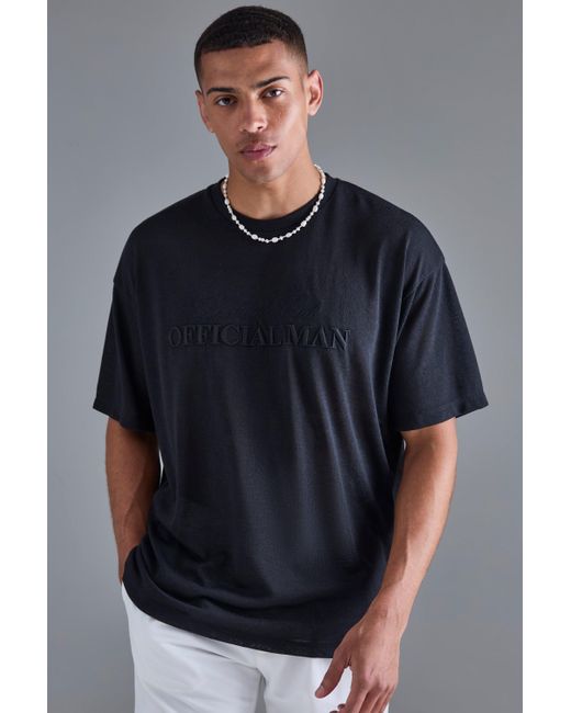 BoohooMAN Gray Oversized Limited 3d Embroidered Burnout Mesh T-shirt for men
