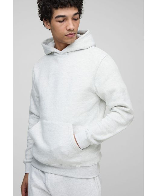 BoohooMAN Gray Basic Slim Over The Head Hoodie for men