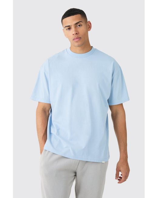 BoohooMAN Blue Oversized Extended Neck Heavyweight T-shirt for men