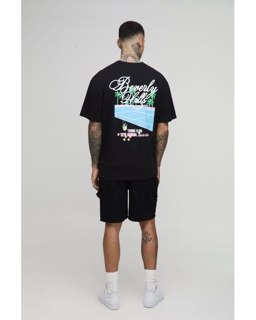 Boohoo Black Tall Oversized Beverly Hills City Print T-Shirt