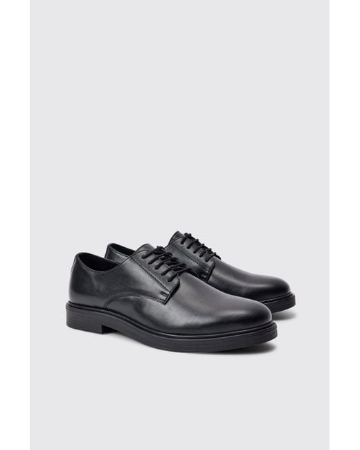 BoohooMAN Pu Lace Up Loafer In Black for men