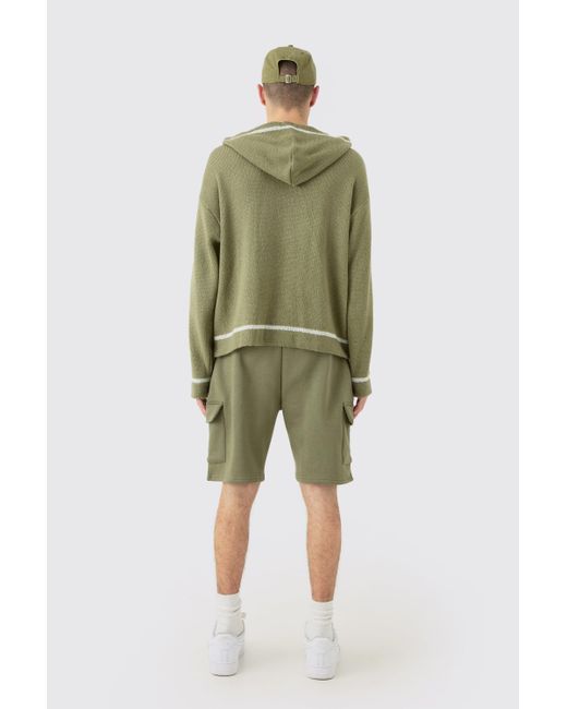 BoohooMAN Green Loose Fit Mid Length Cargo Short for men