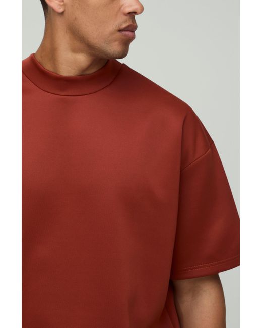 Camiseta Oversize De Scuba Con Cuello Extendido Boohoo de color Red