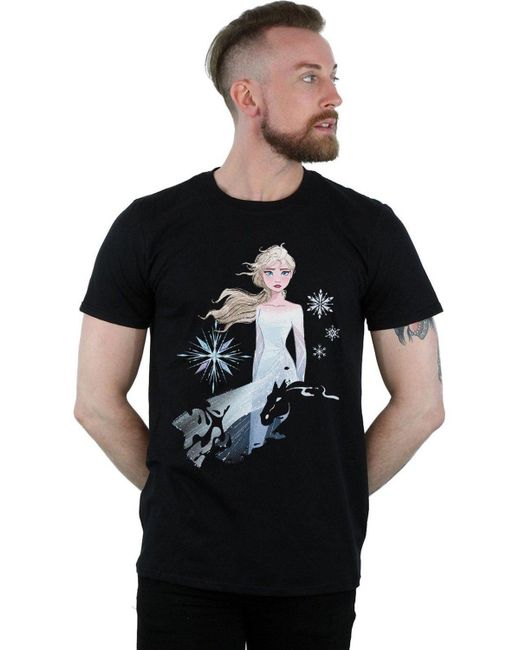 BoohooMAN Black Disney Frozen 2 Elsa Nokk Silhouette T-shirt for men