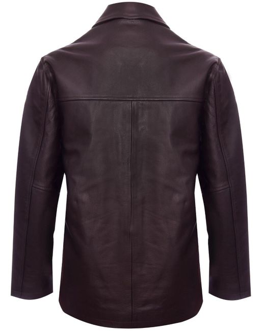 BoohooMAN Blue Infinity Leather Classic Cowhide Leather Box Jacket for men