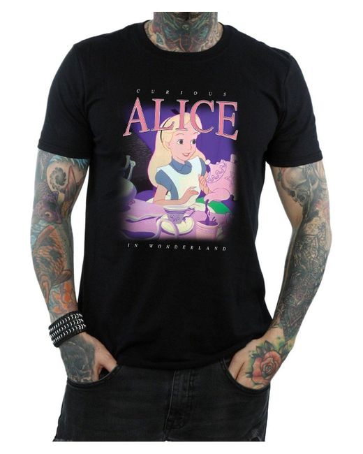 BoohooMAN Black Disney Alice In Wonderland Montage T-shirt for men