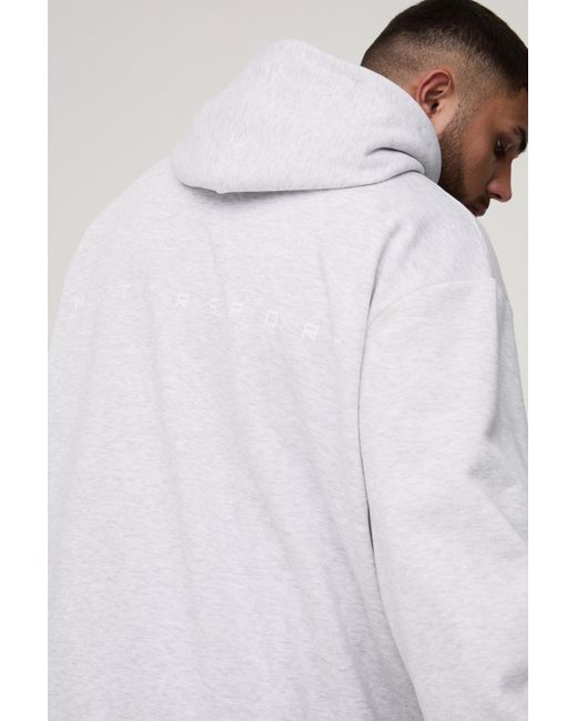 BoohooMAN White Plus Motorsport Oversized Hoodie for men