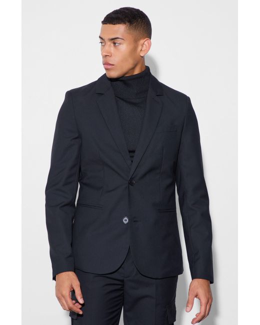 BoohooMAN Blue Skinny Fit Suit Jacket for men