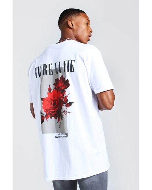 BoohooMAN Denim Oversize T-shirt Mit Floralem Print in White for Men | Lyst
